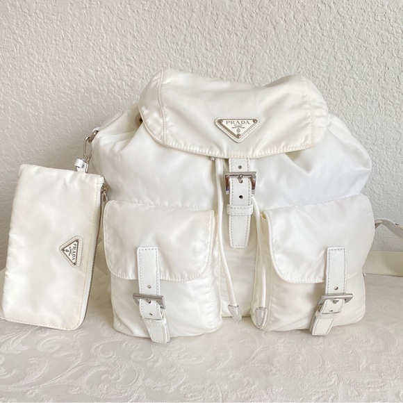 Prada white Re-Nylon medium backpack with pouch - Picture 2 of 16